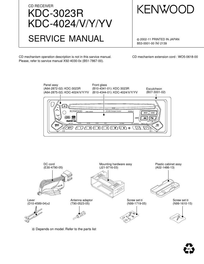 Kenwood KDC 4024 V Service Manual