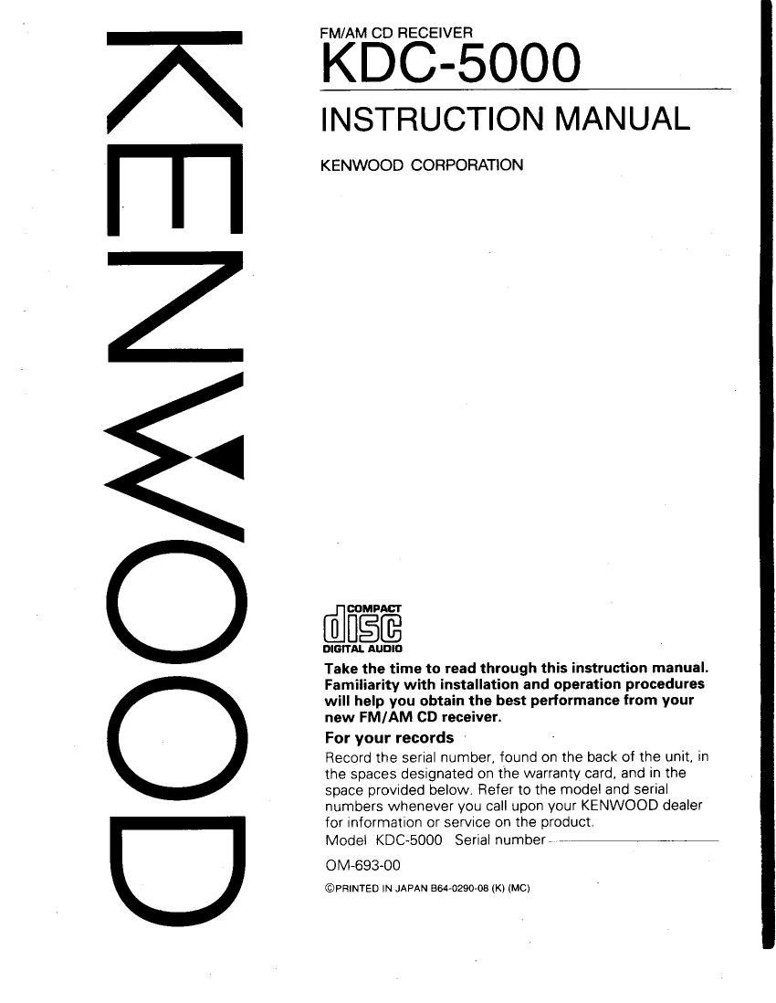 Kenwood KDC 5000 Owners Manual