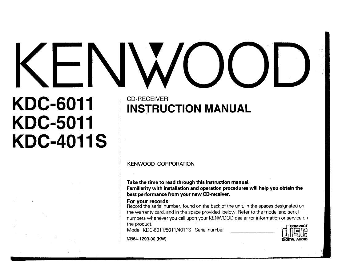Kenwood KDC 6011 Owners Manual