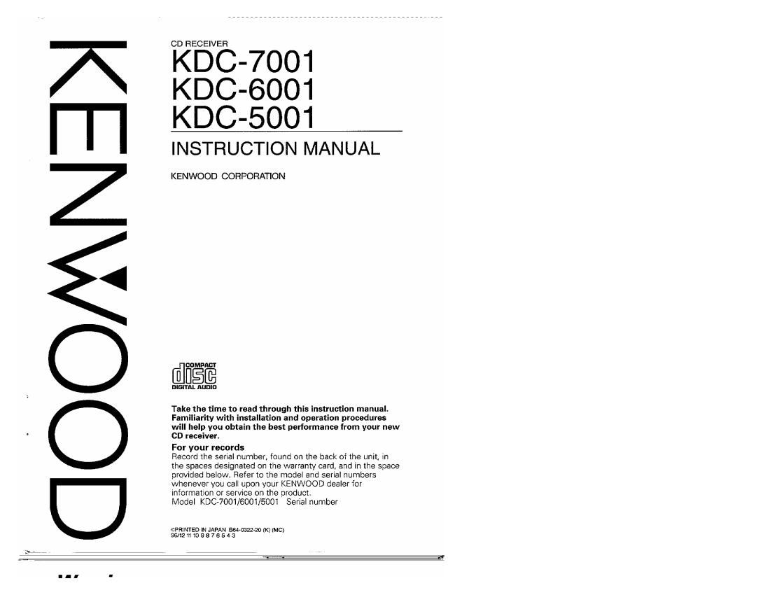 Kenwood KDC 7001 Owners Manual