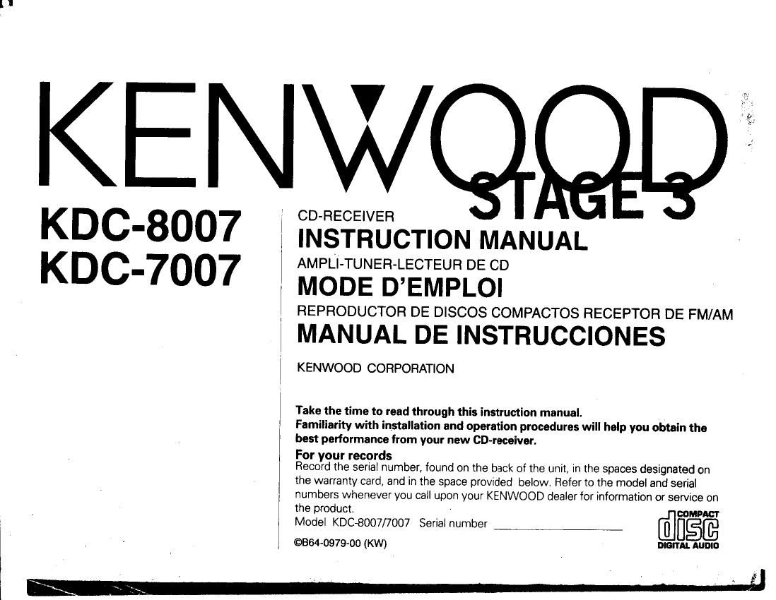 Kenwood KDC 7007 Owners Manual