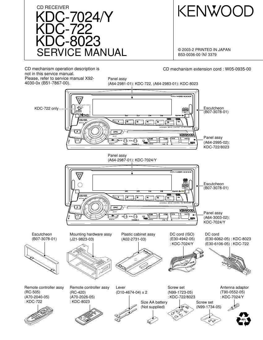 Kenwood KDC 722 Service Manual