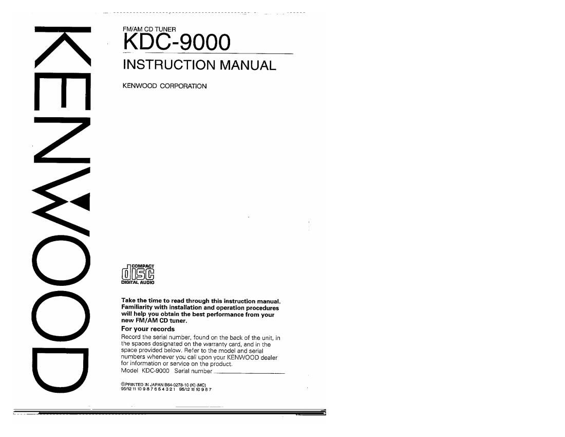Kenwood KDC 9000 Owners Manual