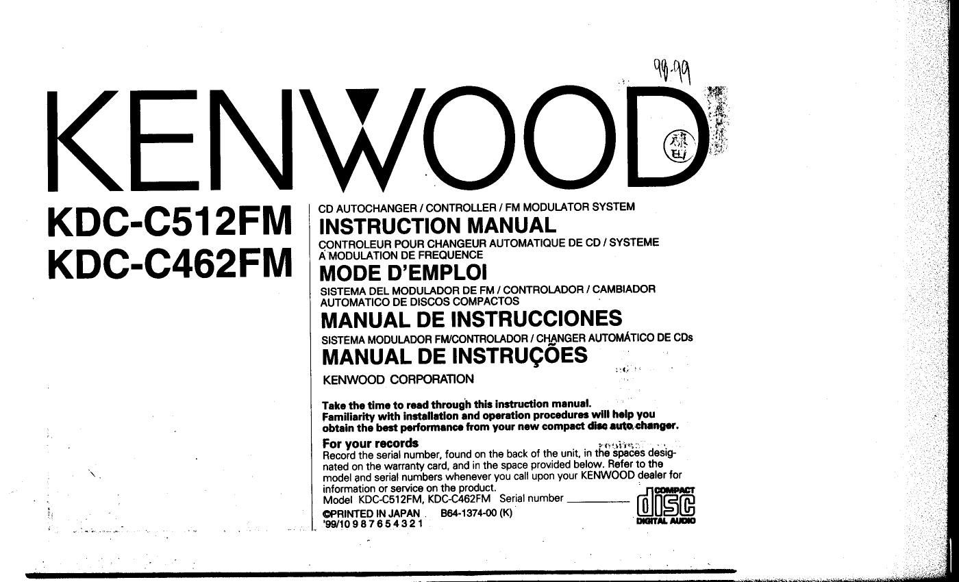 Kenwood KDCC 462 FM Owners Manual