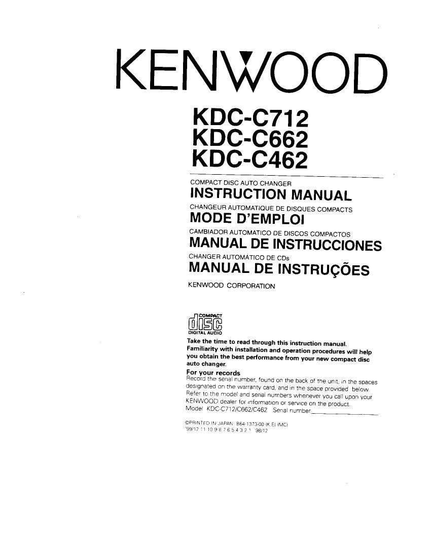 Kenwood KDCC 462 Owners Manual