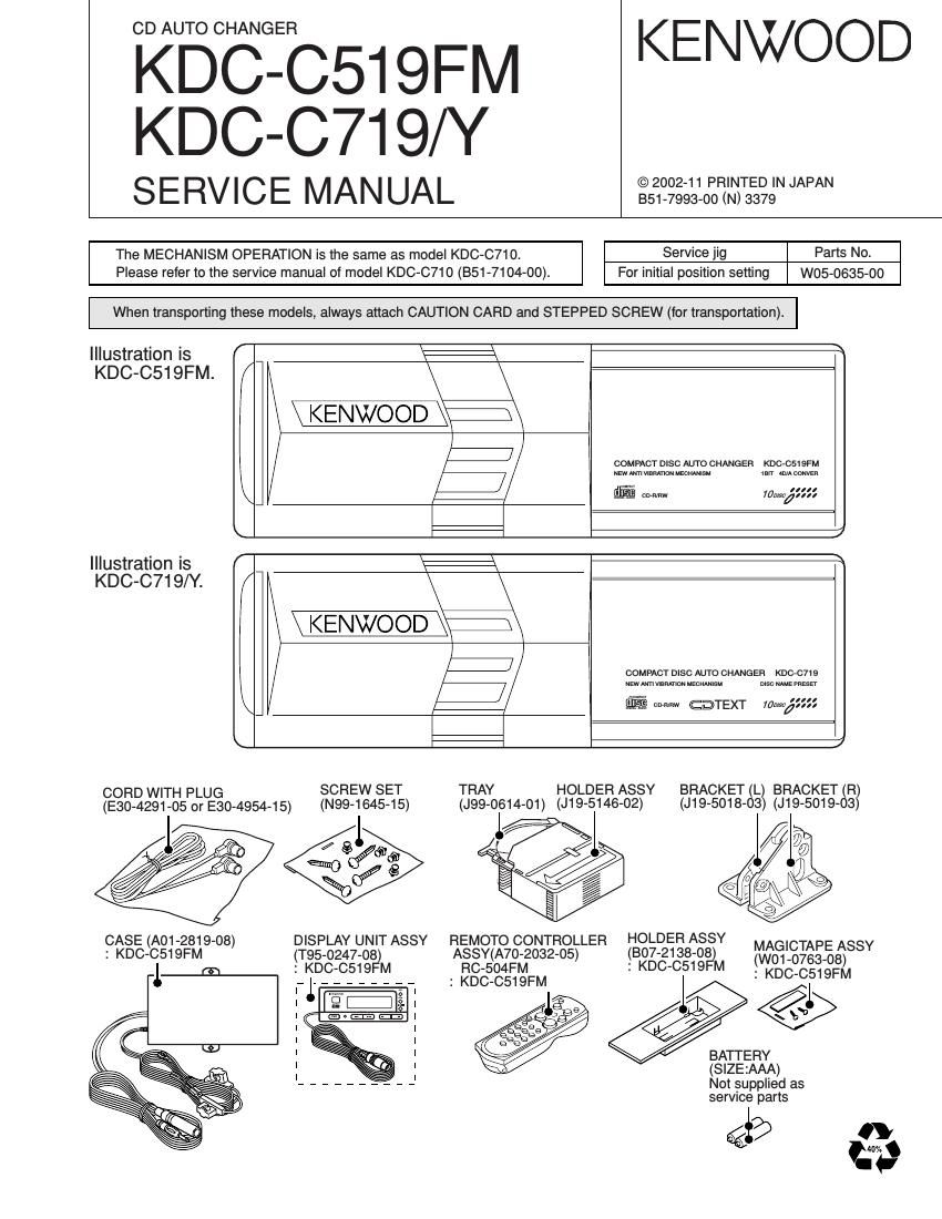 Kenwood KDCC 519 FM Service Manual