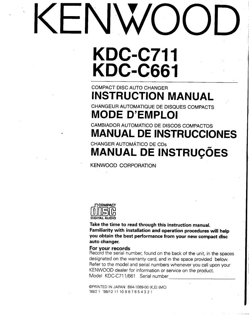 Kenwood KDCC 661 Owners Manual