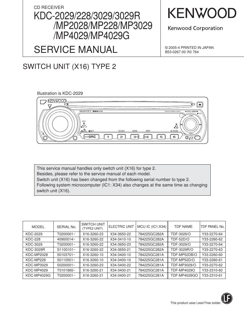 Kenwood KDCMP 228 Mk2 Service Manual