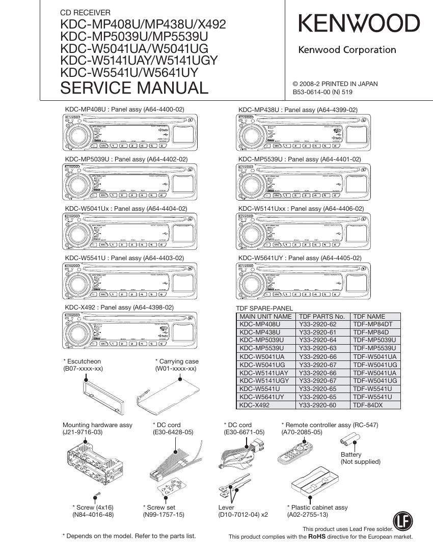 Kenwood KDCMP 438 U Service Manual