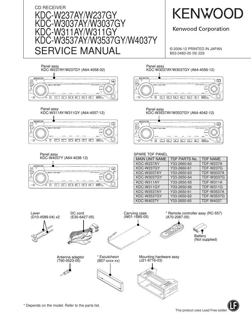Kenwood KDCW 3037 GY Service Manual
