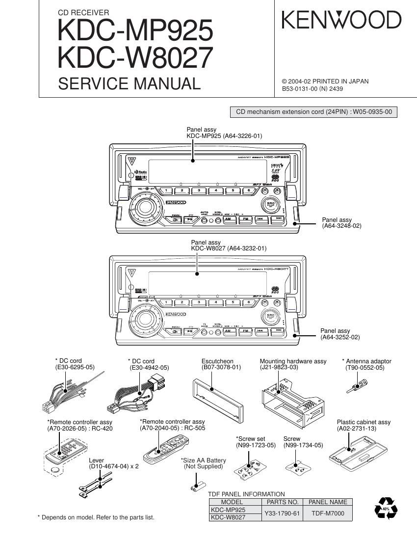 Kenwood KDCW 8027 Owners Manual