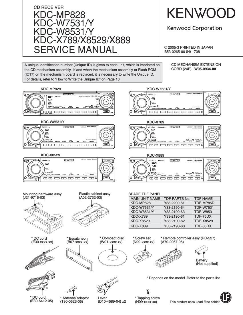 Kenwood KDCW 8531 Service Manual