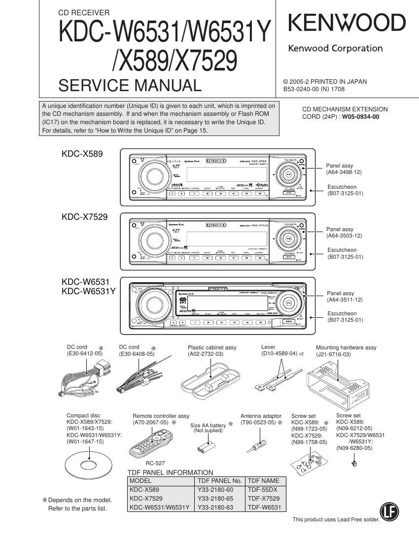 Kenwood KDCX 589 Service Manual