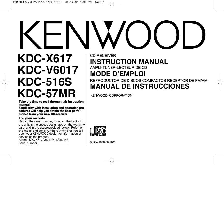 Kenwood KDCX 617 Owners Manual