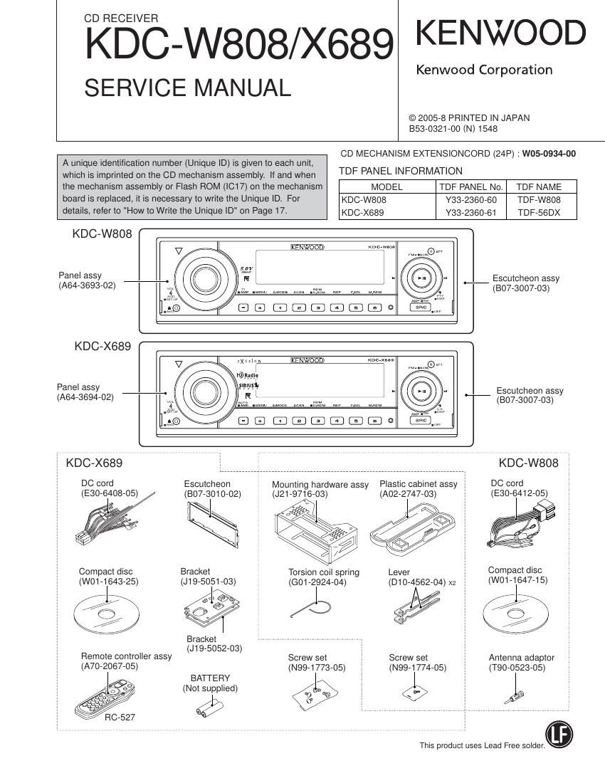 Kenwood KDCX 689 Service Manual