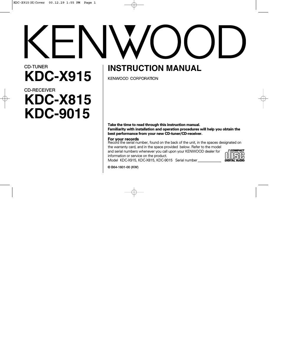 Kenwood KDCX 915 Owners Manual