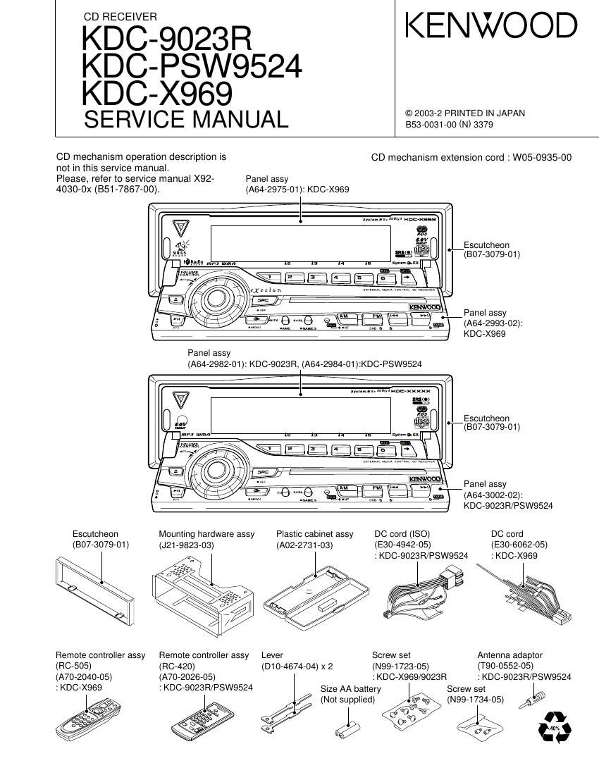 Kenwood KDCX 969 Service Manual