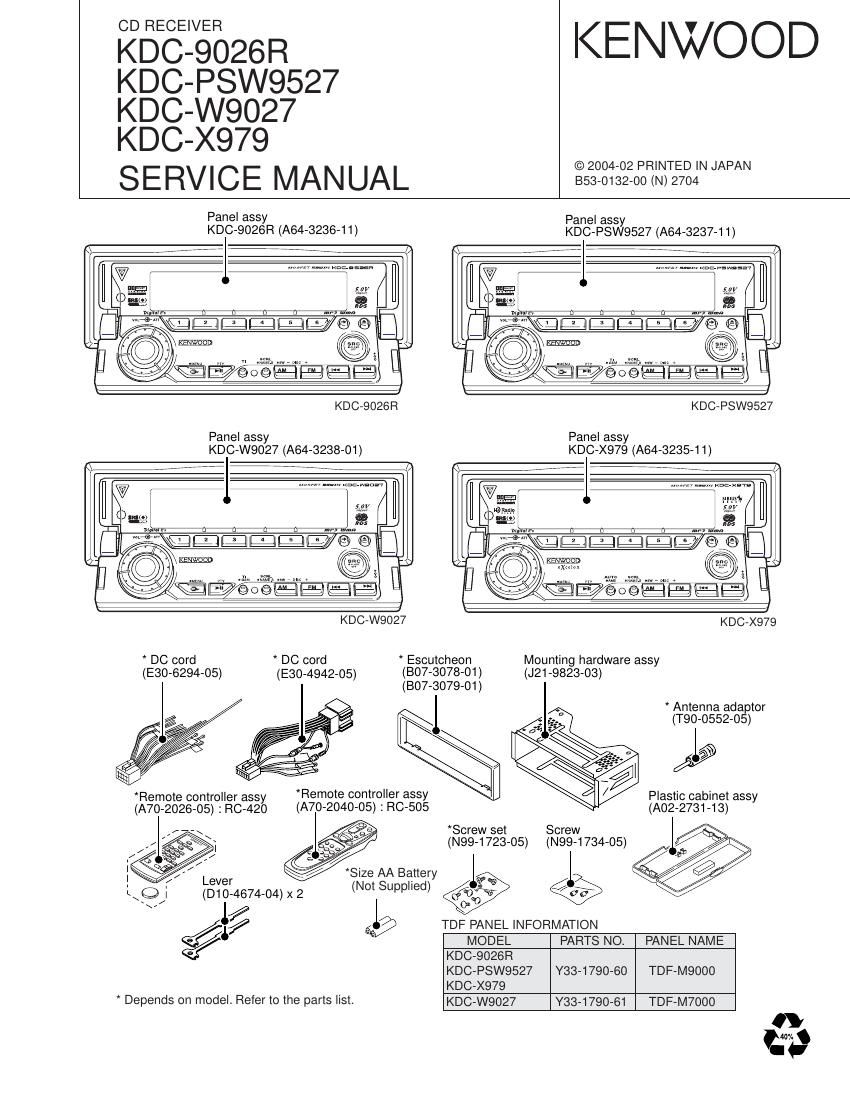 Kenwood KDCX 979 Service Manual