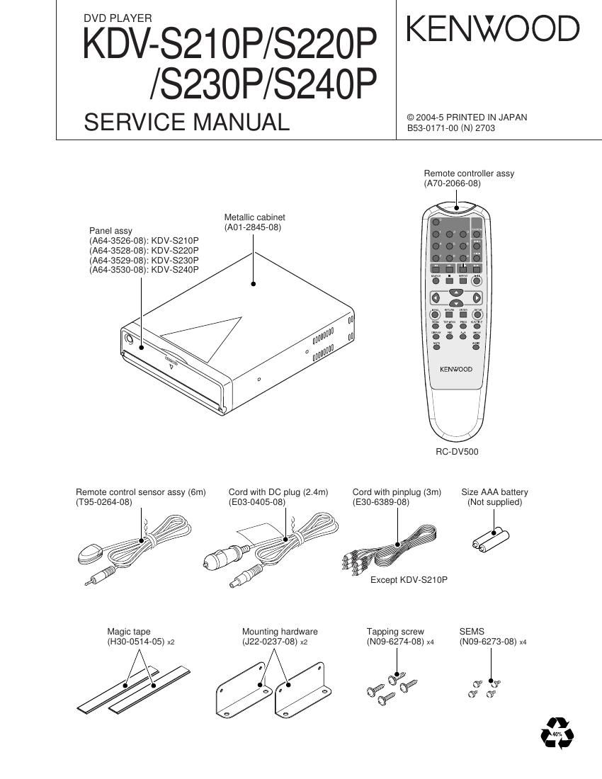Kenwood KDVS 220 P Service Manual