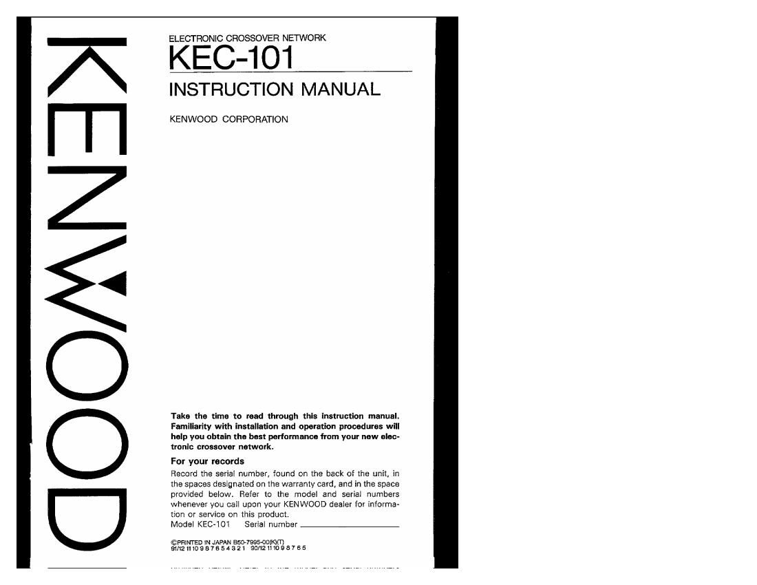 Kenwood KEC 101 Owners Manual