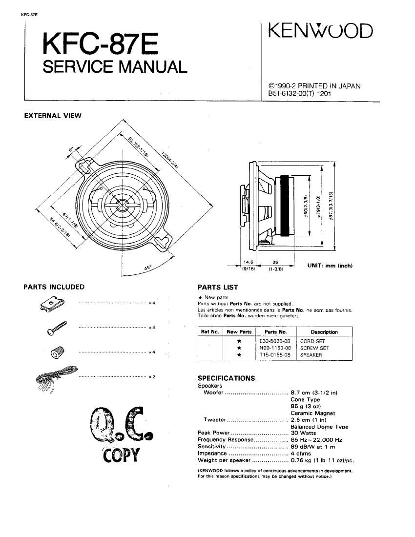 Kenwood KFC 87 E Service Manual