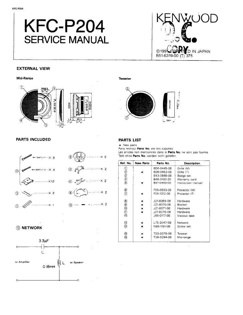 Kenwood KFCP 204 Service Manual