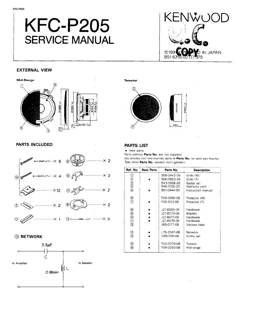 Kenwood KFCP 205 Service Manual