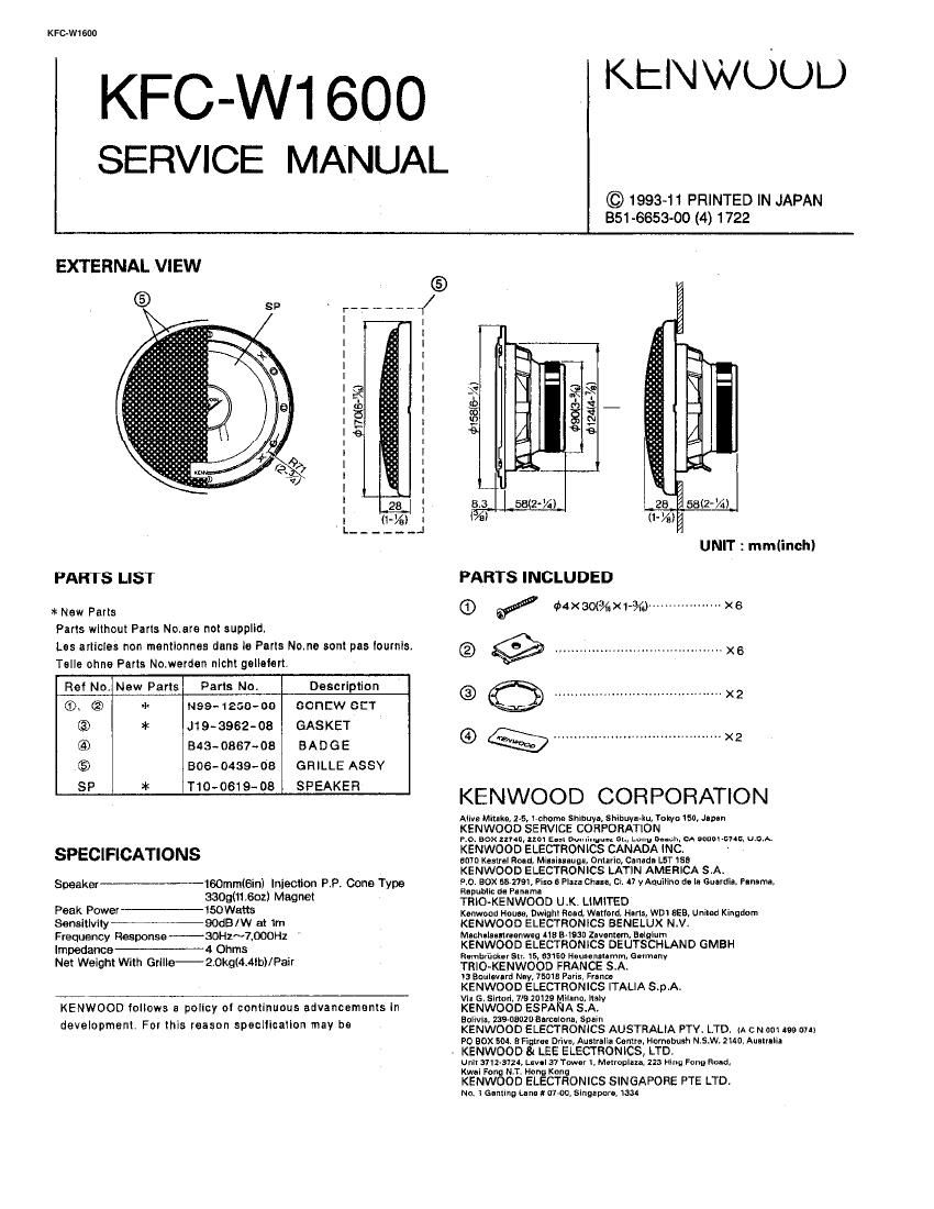 Kenwood KFCW 1600 Service Manual