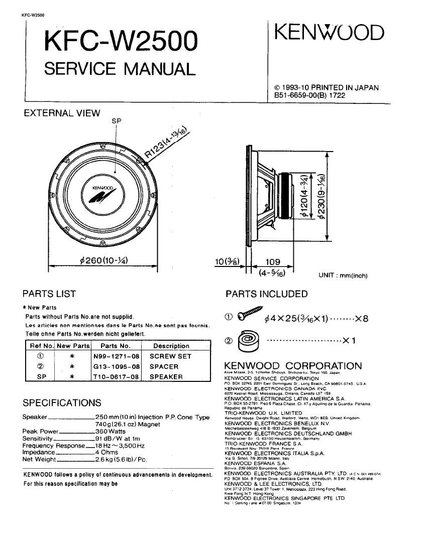 Kenwood KFCW 2500 Service Manual