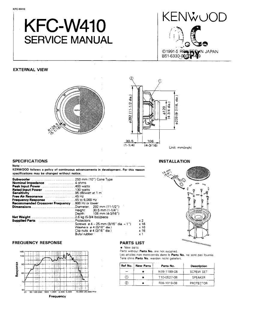 Kenwood KFCW 410 Service Manual