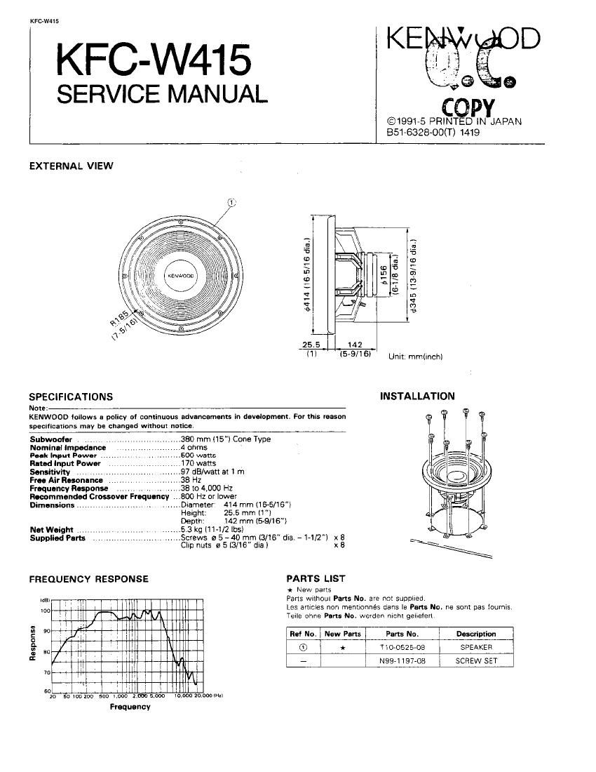 Kenwood KFCW 415 Service Manual