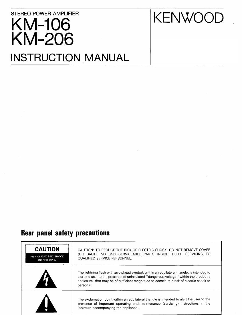 Kenwood KM 106 Owners Manual