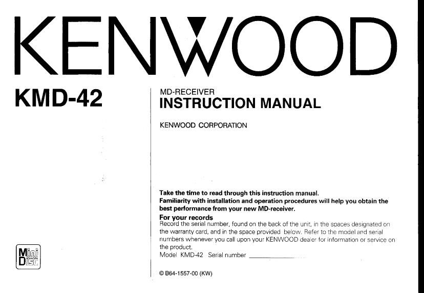 Kenwood KMD 42 Owners Manual