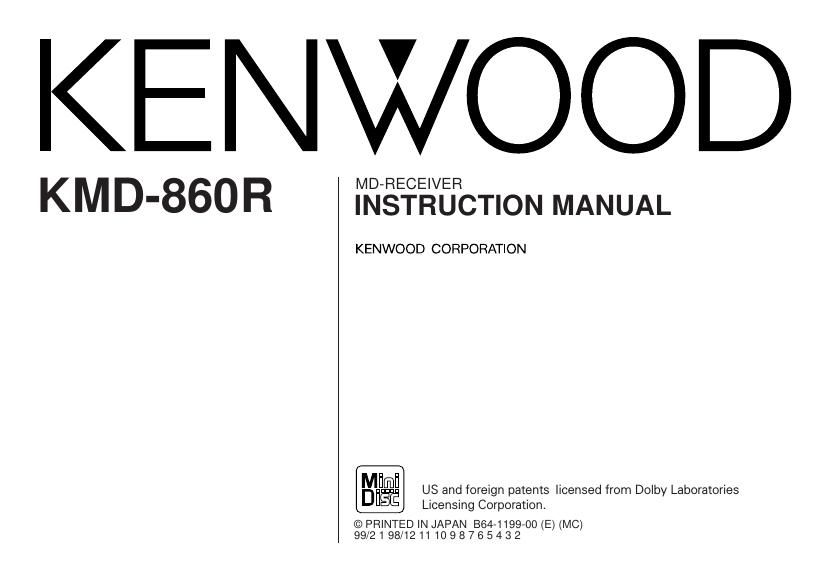 Kenwood KMD 860 R Owners Manual