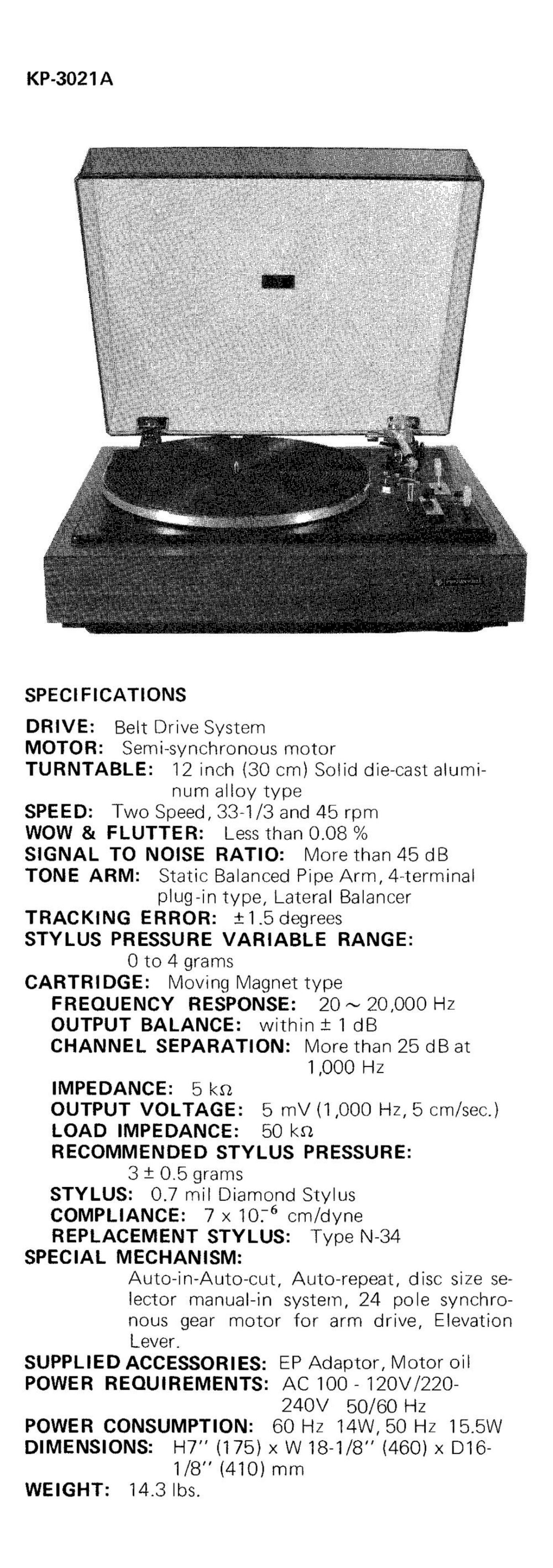 Kenwood KP 3021 A Brochure