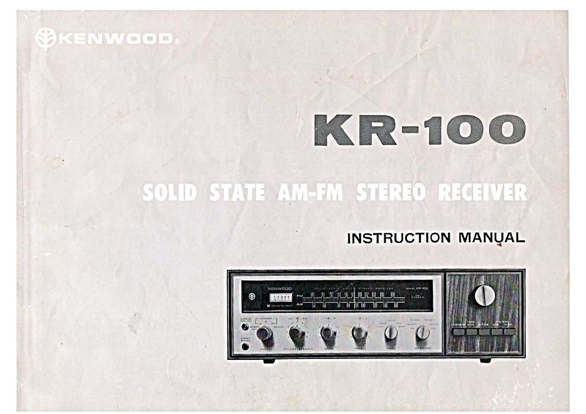 Kenwood KR 100 Owners Manual