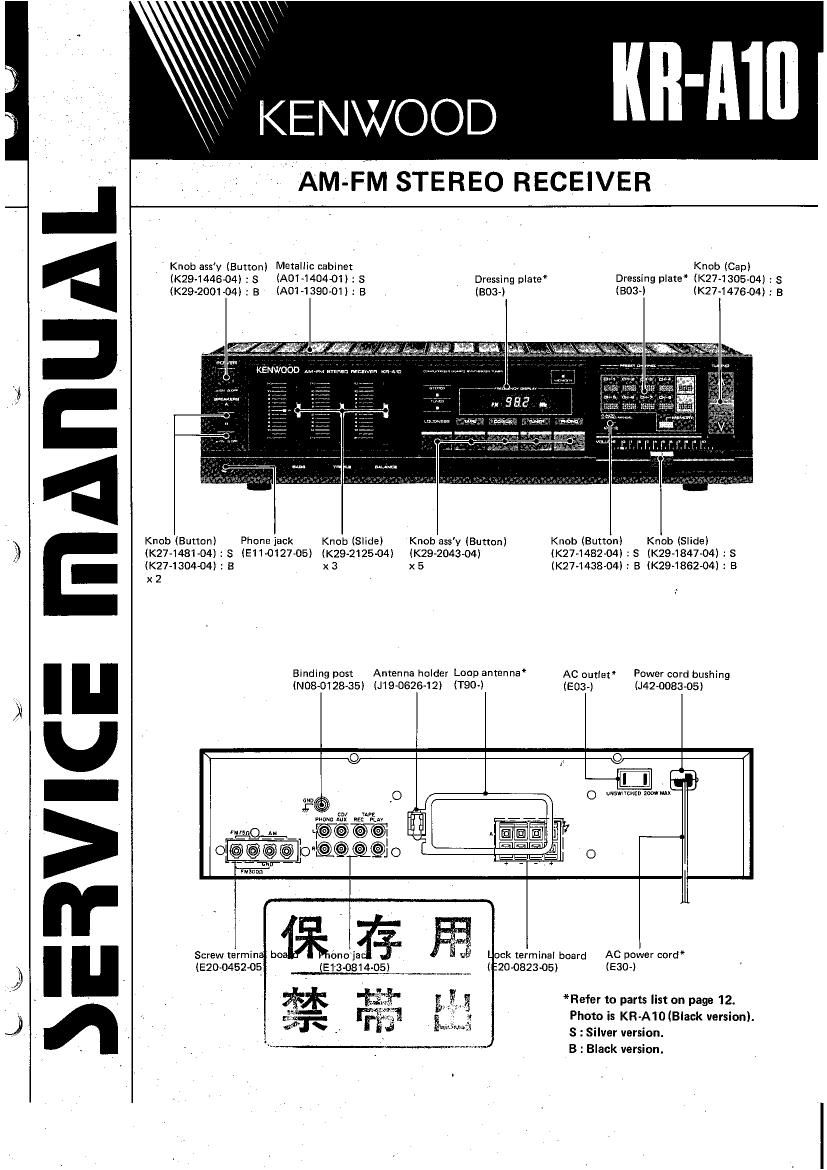 Kenwood KRA 10 Service Manual