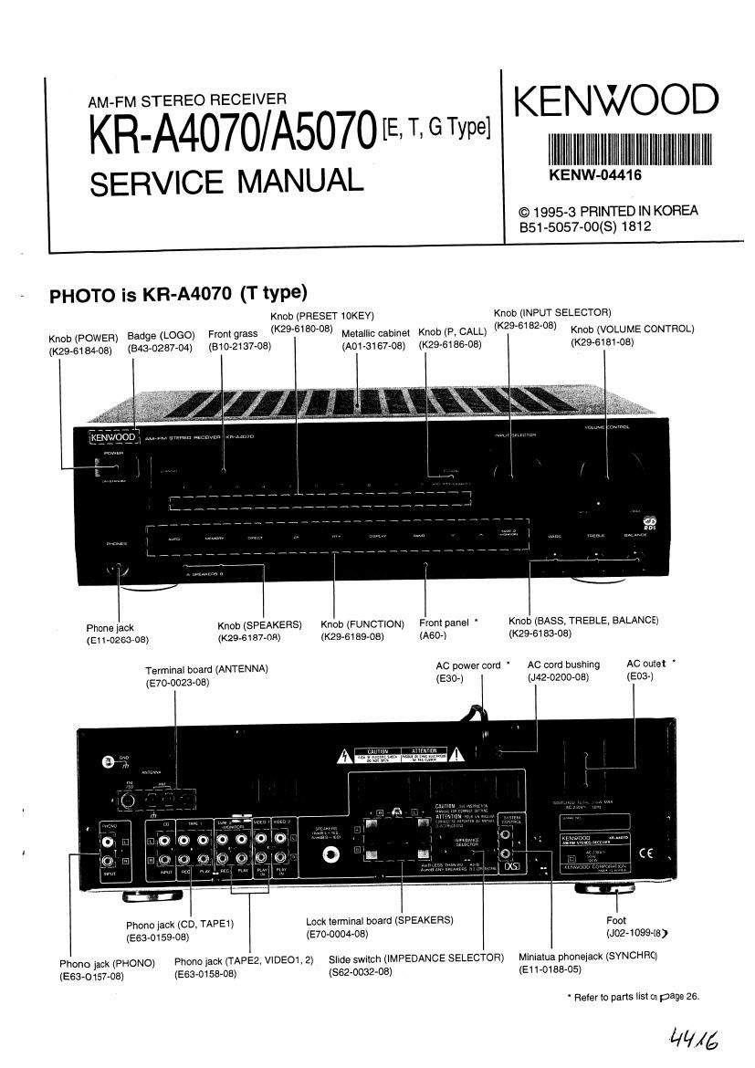 Kenwood KRA 4070 Service Manual