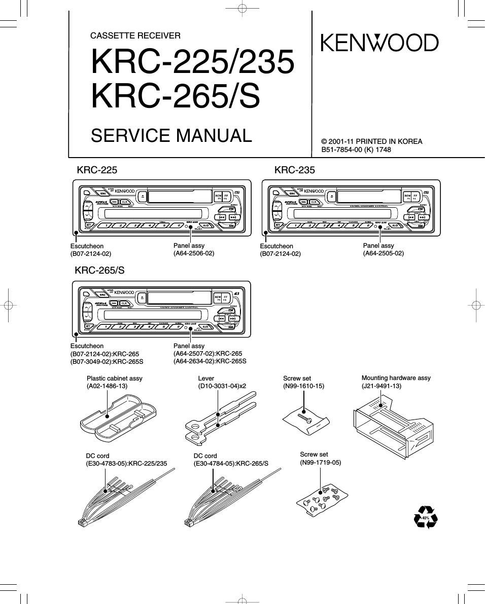Kenwood KRC 225 Service Manual
