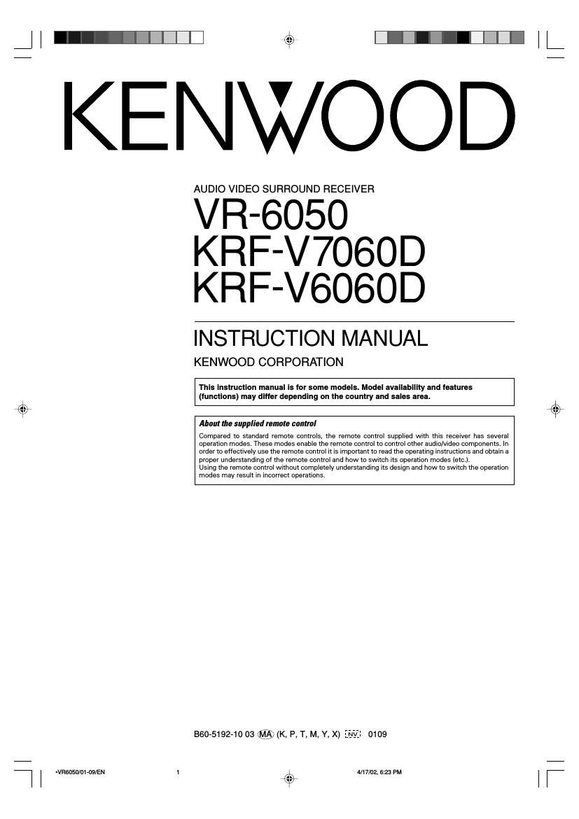 Kenwood KRF V6060D Owners Manual