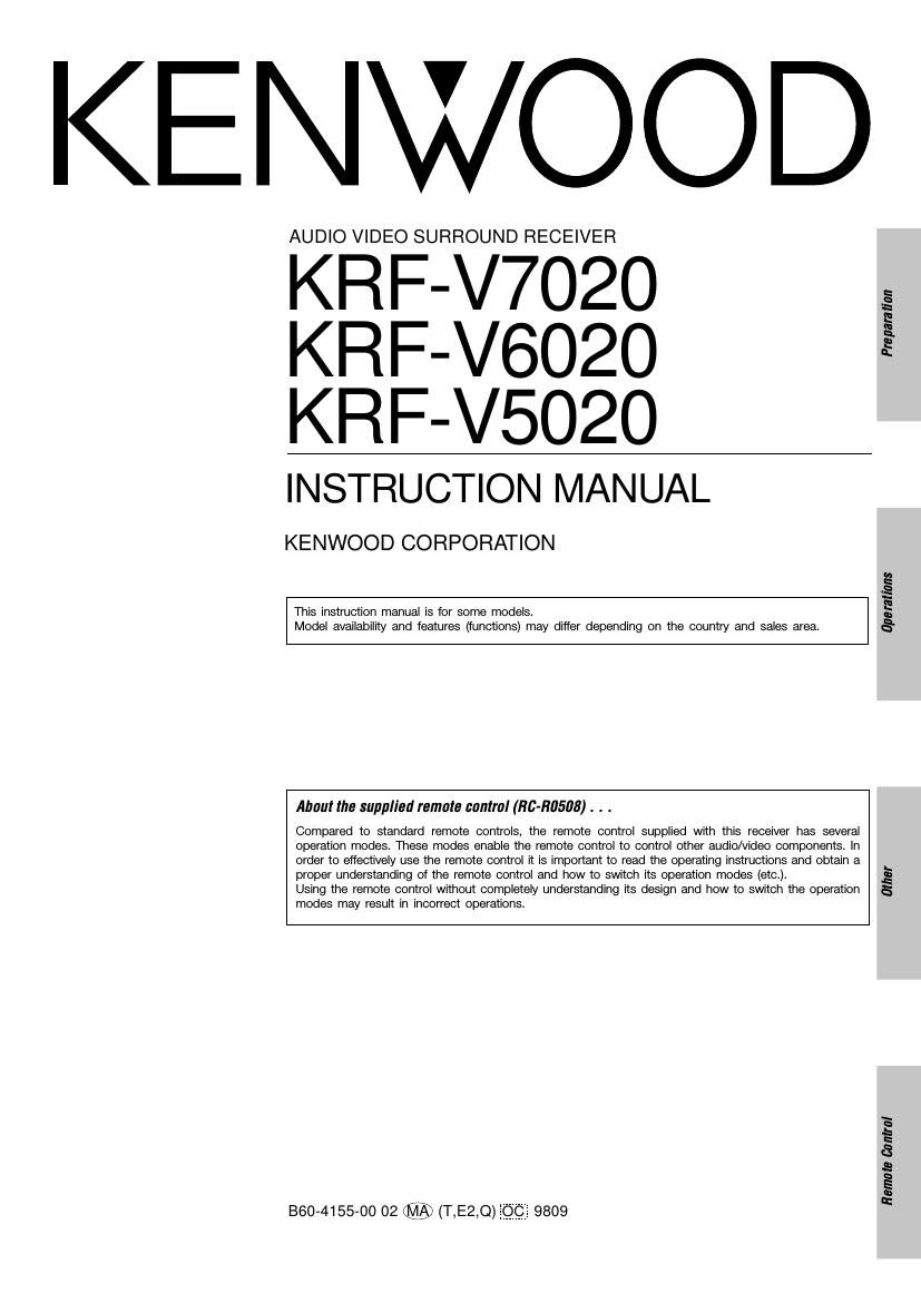 Kenwood KRFV 5020 Owners Manual