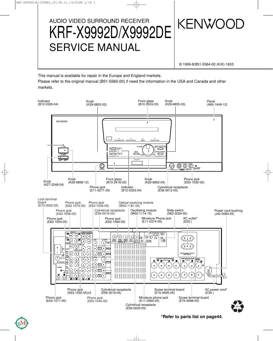 Kenwood KRFX 9992 DE Service Manual