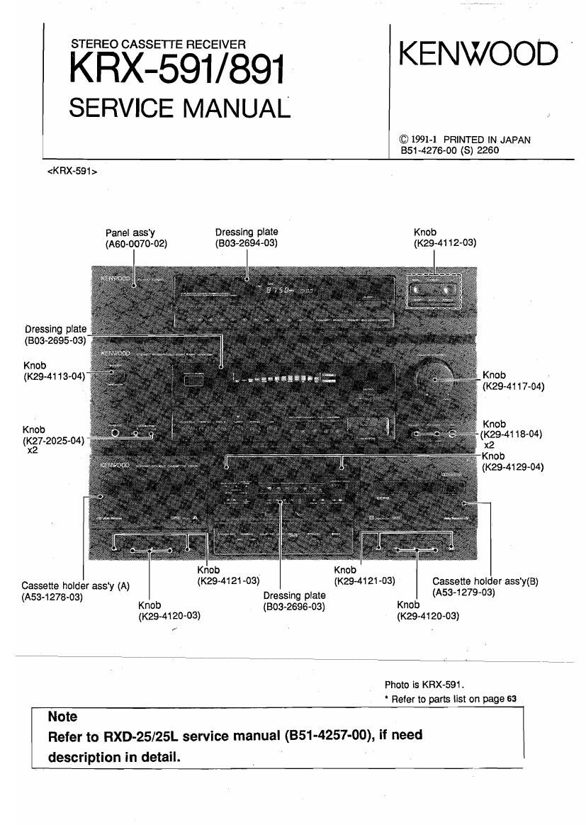 Kenwood KRX 591 Service Manual