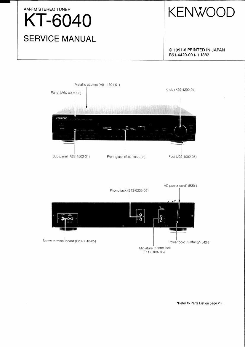 Kenwood KT 6040 Service Manual