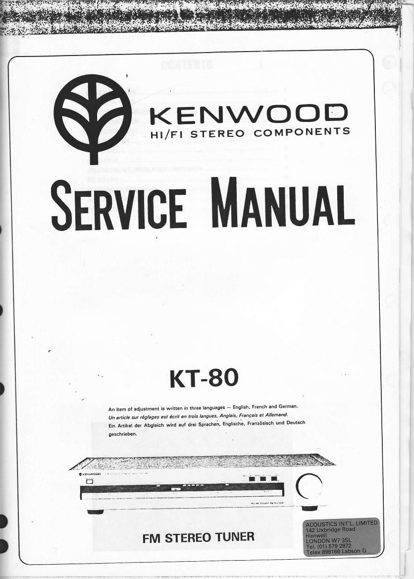 Kenwood KT 80 Service Manual