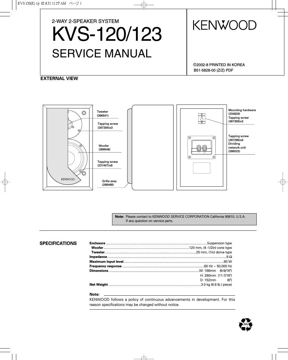 Kenwood KVS 120 Service Manual