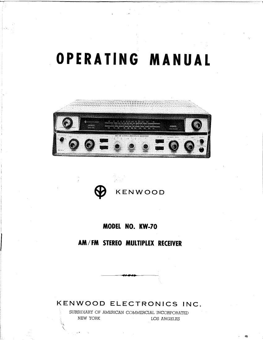 Kenwood KW 70 Owners Manual