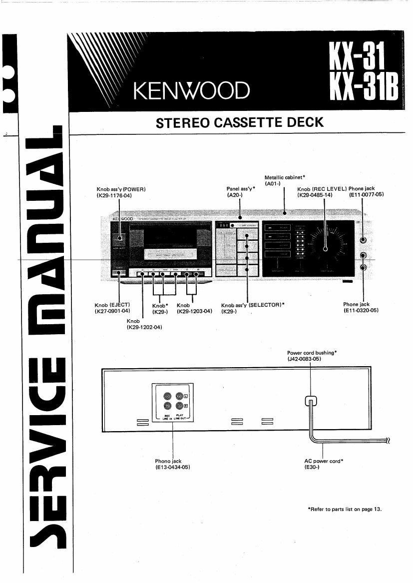 Kenwood KX 31 B Service Manual