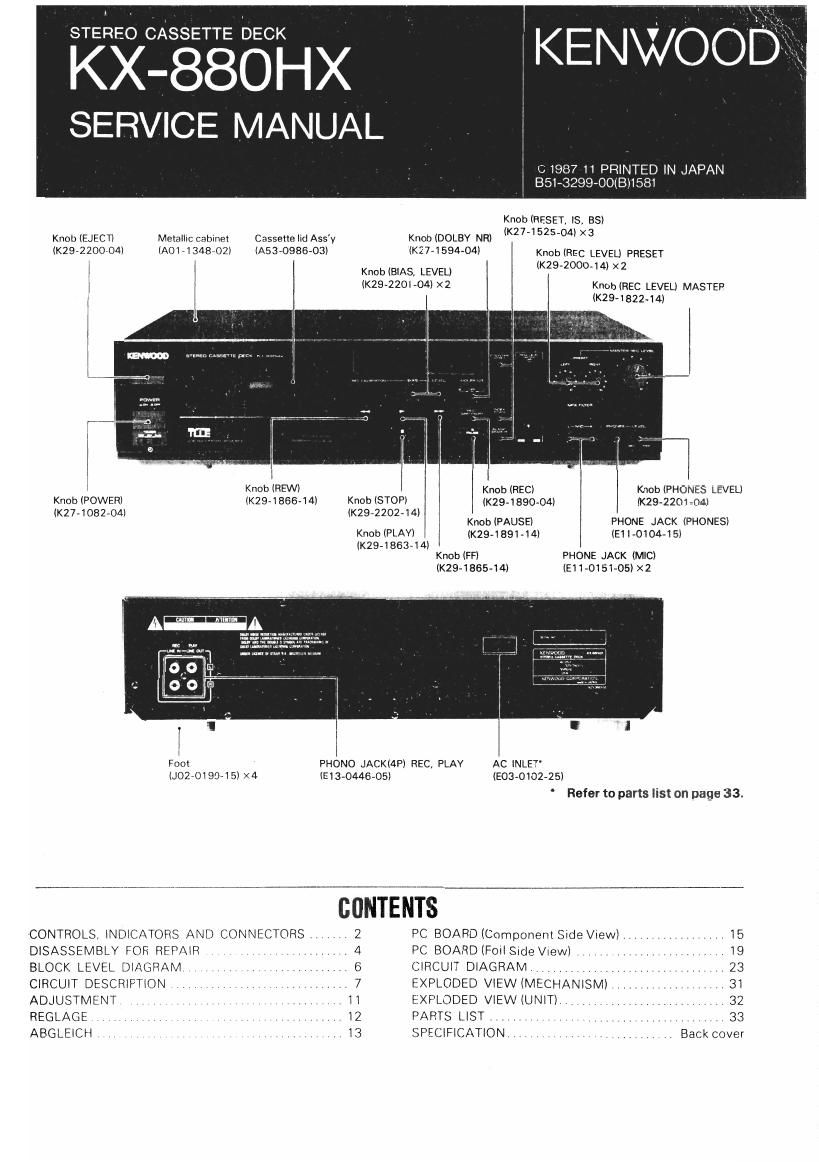 Kenwood KX 880 HX Service Manual