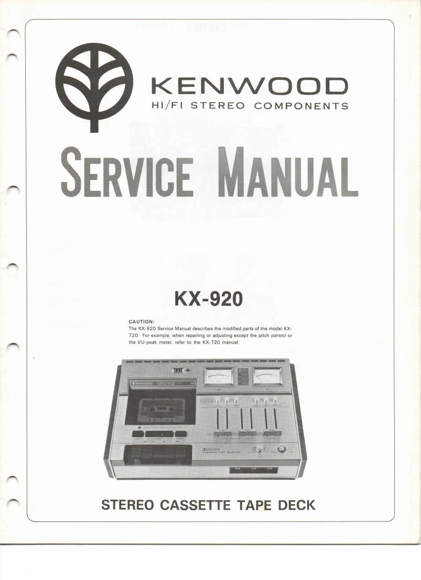 Kenwood KX 920 Service Manual